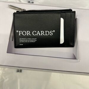 Off-White Black Leather "FOR CARDS" Zip Card Case